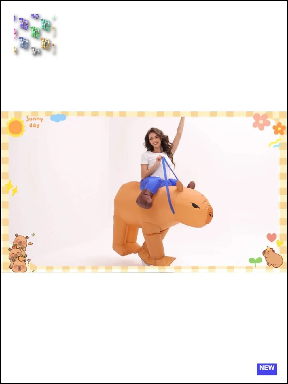 Inflatable Capybara Costume for Kids, Funny Blow Up Ride-On Halloween Party